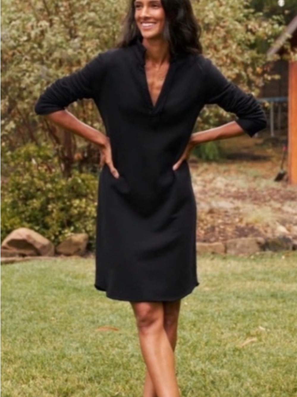 Frank & Eileen Nicole Henley Dress NAVY Medium